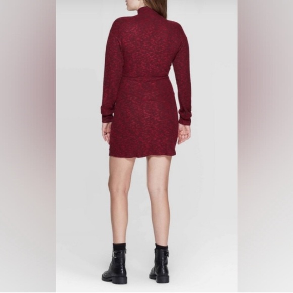 Xhilaration Red Ruched Bodycon Sweater Dress with Long Dolman Sleeves EUC - Picture 2 of 12